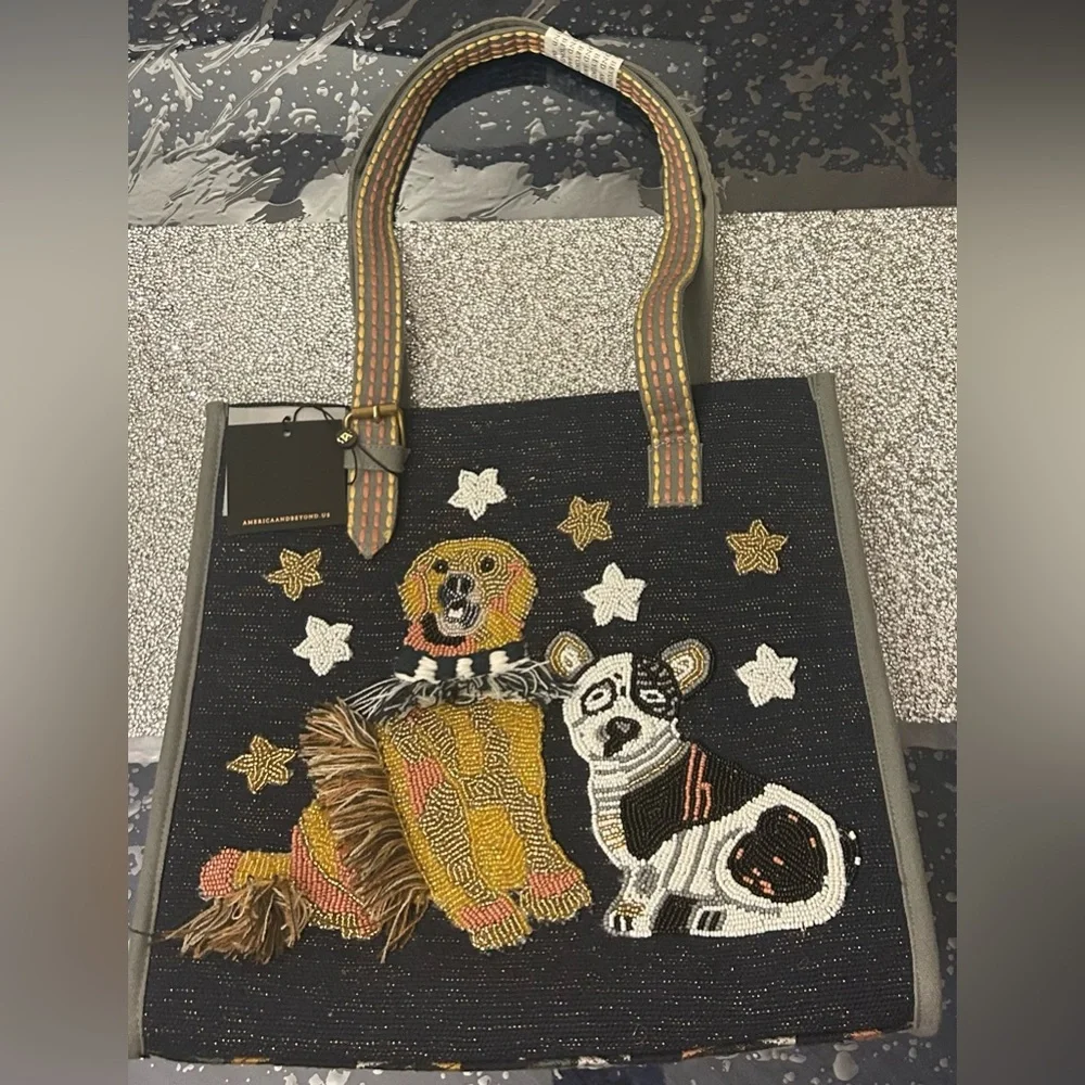 Embroidered Dog Design Tote Bag Multicolour America and beyond - Picture 3 of 9